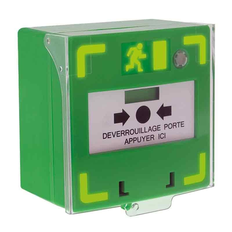 Déclencheur manuel vert 3 contacts leds r v buzzer reset façade - izyx rcp310g