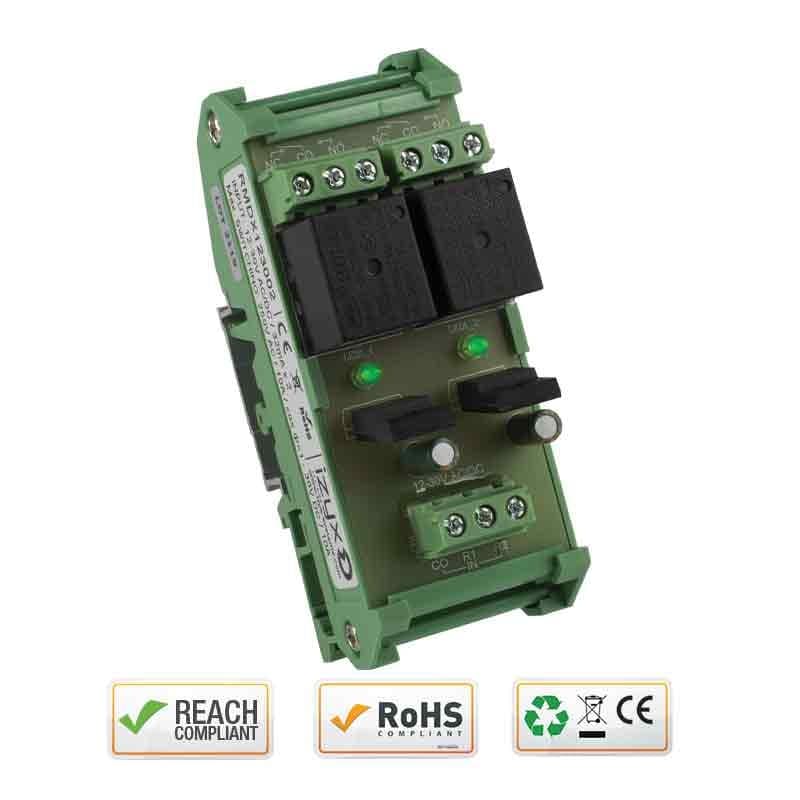 Module 2 relais rail din 12-30 v ac/dc - izyx rmdx123002