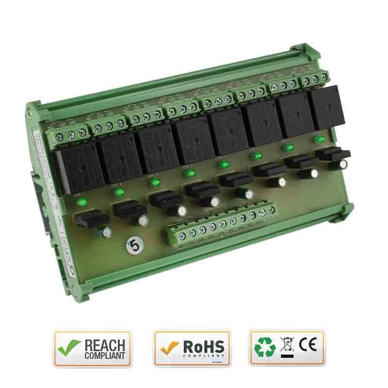 Module 8 relais rail din 12-30 v ac/dc - izyx rmdx123008