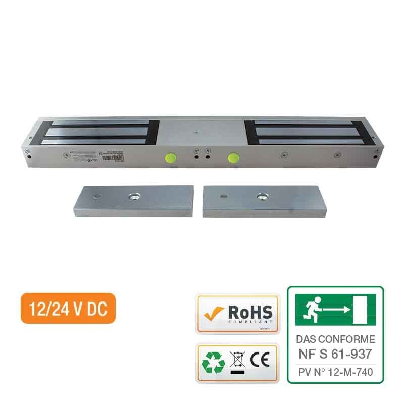 Ventouse électromagnétique double en applique 2x600lbs - izyx ems600cd