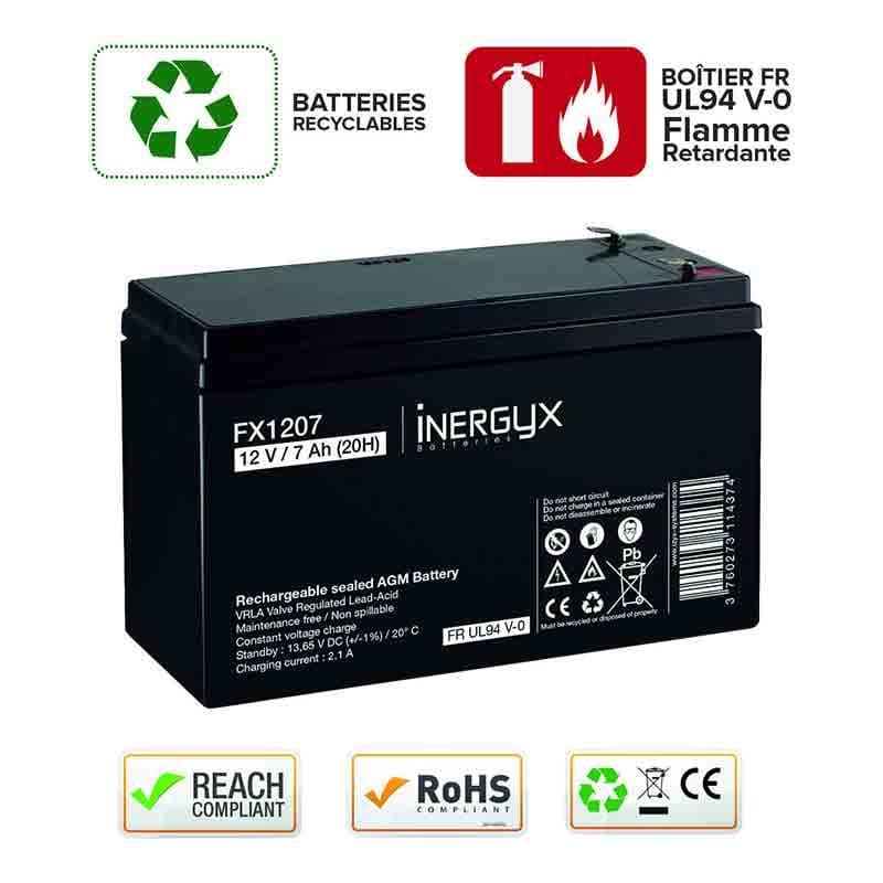 Batterie rechargeable vrla 12v / 7 ah - izyx fx1207