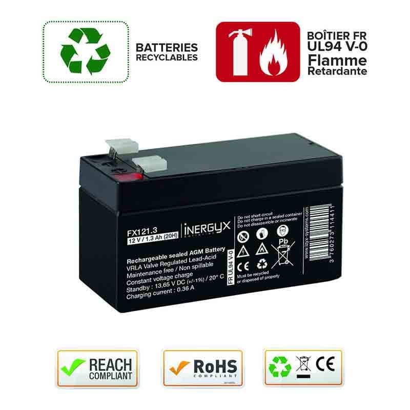Batterie rechargeable vrla 12v / 1.3 ah - izyx fx121.3