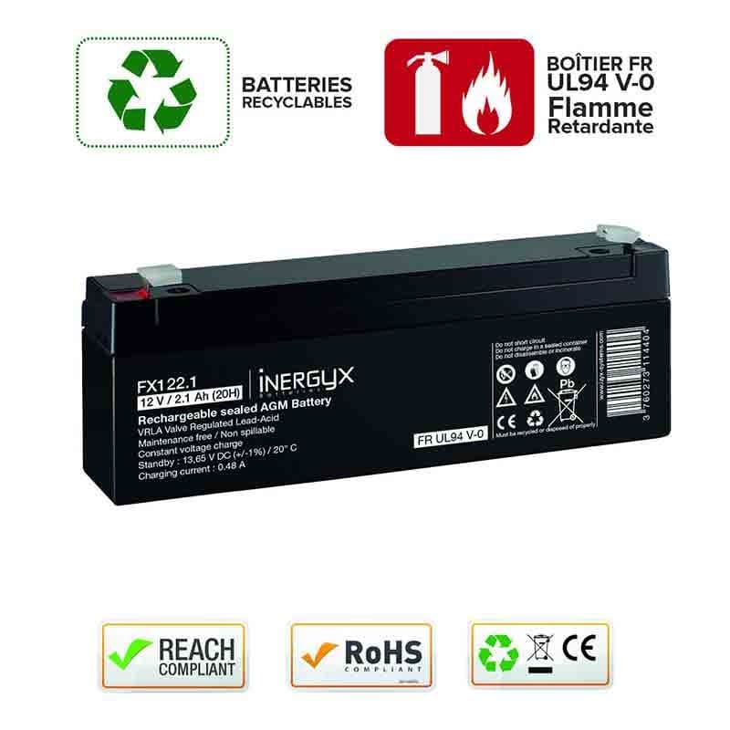 Batterie rechargeable vrla 12v / 2.1 ah - izyx fx122.1