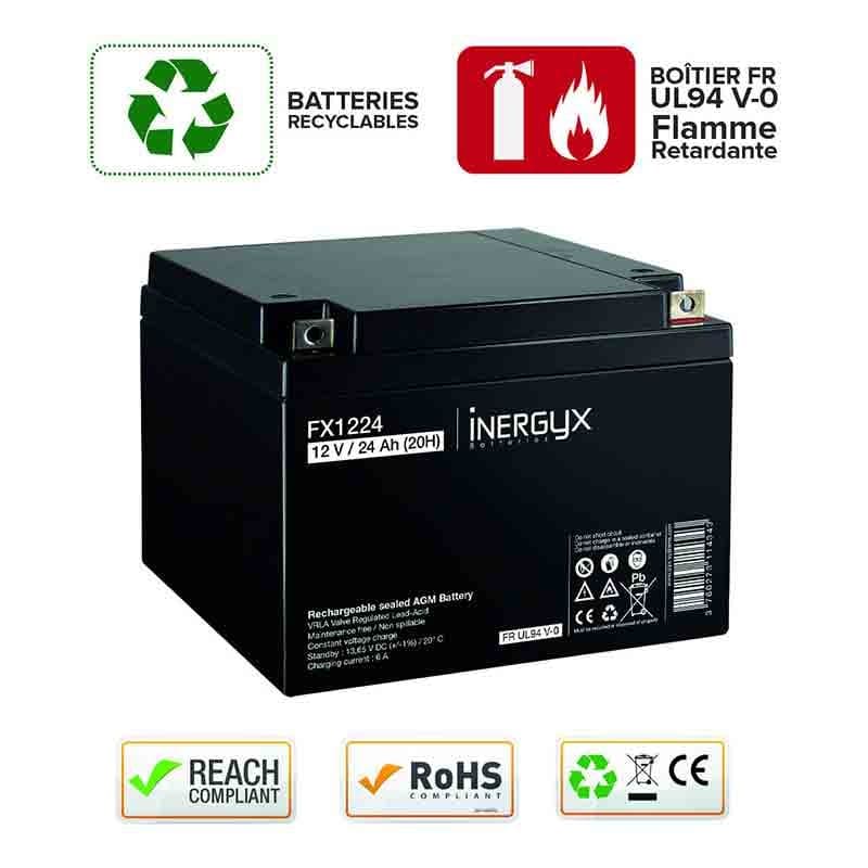 Batterie rechargeable vrla 12v / 24 ah - izyx fx1224