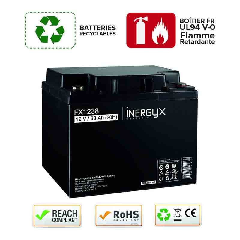 Batterie rechargeable vrla 12v / 38 ah - izyx fx1238