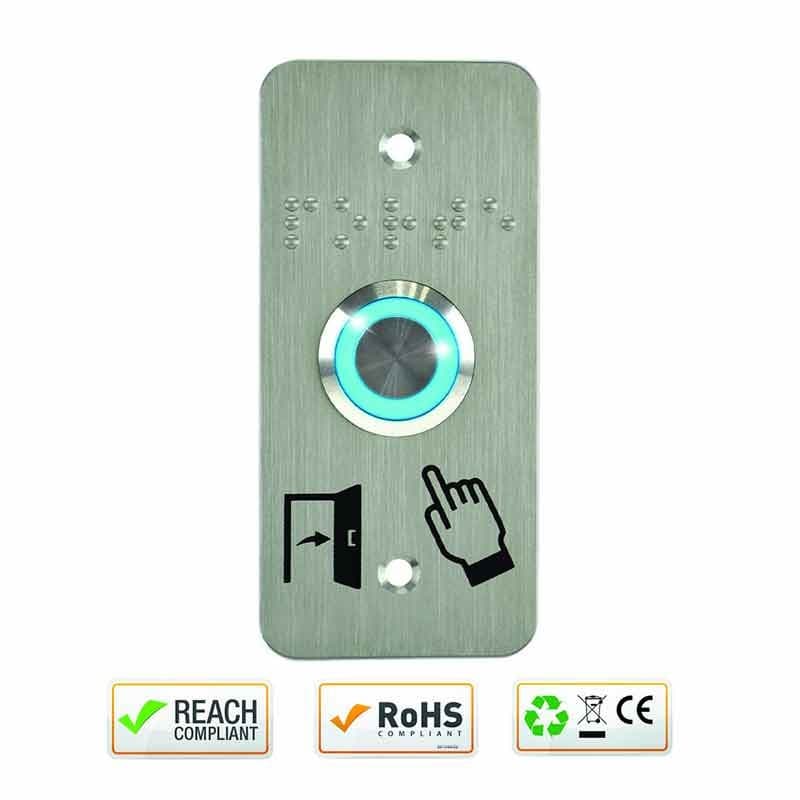 Bouton poussoir inox halo bleu contact no/nf - izyx ss19b12p101