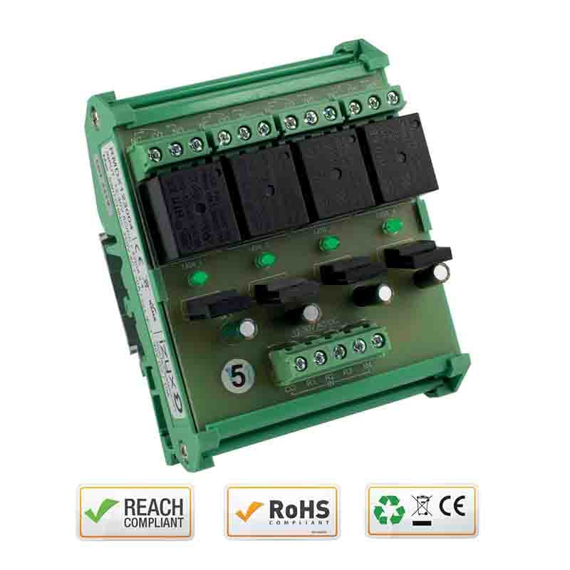 Module 4 relais rail din 12-30 v ac/dc - izyx rmdx123004
