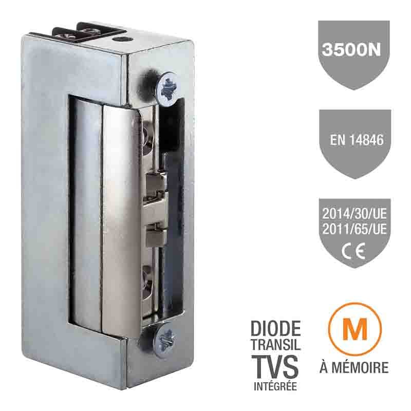 Gâche électrique à encastrer à mémoire 3500n - izyx 23x11