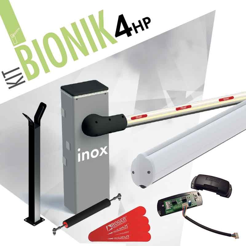 Kit barrière avec lisse de 4 mètres avec fût en inox - roger technology kit bionik 4hp inox