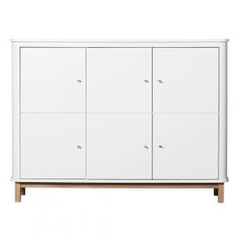 Oliver Furniture - Armoire multi-rangement 3 portes - Blanc/ChĂŞne