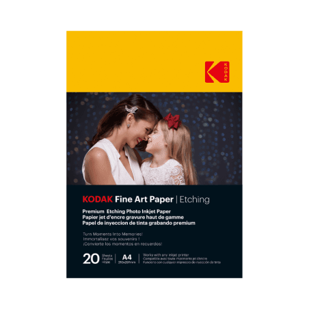 Papier fine art Kodak – pack de 20 feuilles – A4 – effet gravure