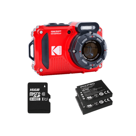 Pack Kodak PixPro WPZ2 - 2 Batteries + Carte Micro SD Rouge