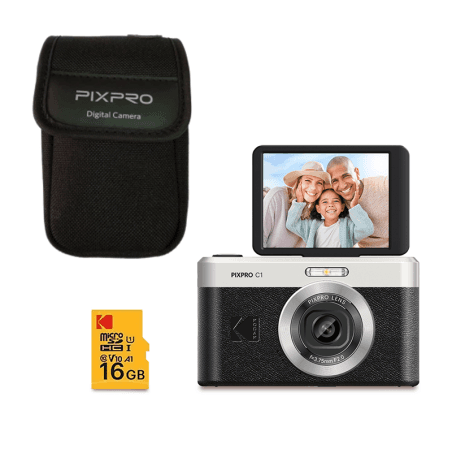 Pack Pixpro C1 Appareil Photo Compact noir + Carte microSDHC 16 Go + housse