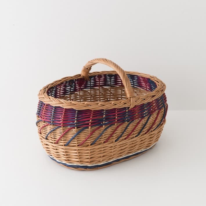 Panier à commission en osier multicolore bleu-rose - panier de marché