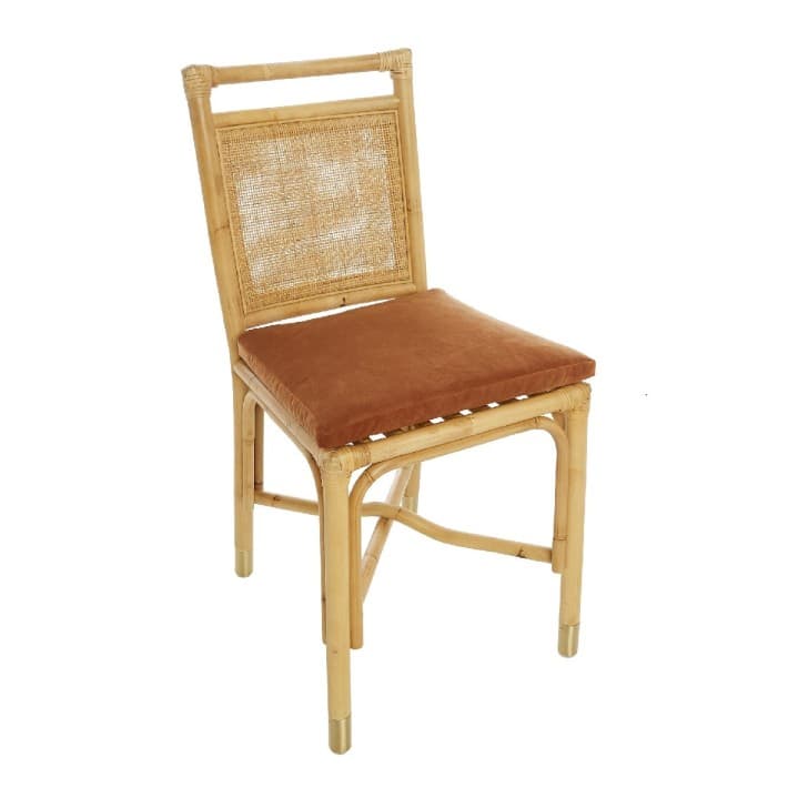 Chaise en rotin velours Riviera - ocre