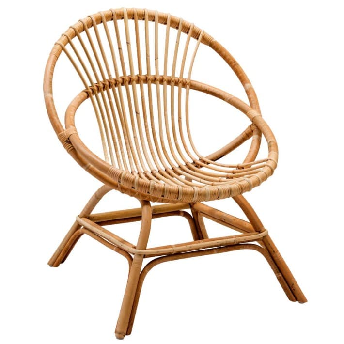 Fauteuil rotin coquille Brigitte - fauteuil vintage en canne