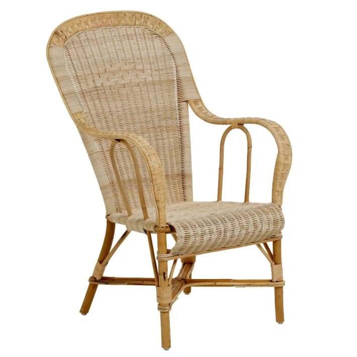 Fauteuil rotin haut dossier grand père Marcel - naturel