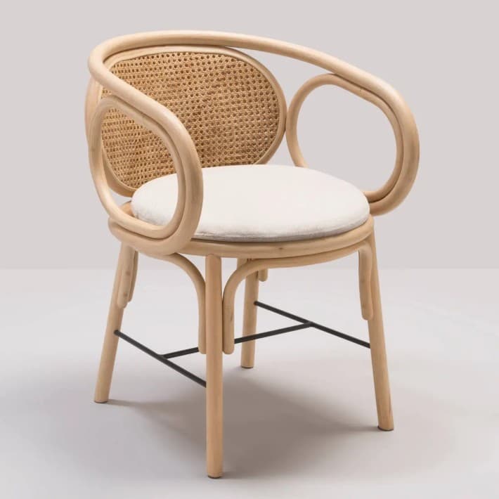 Coussin pour fauteuil de table en rotin Contour - moutarde