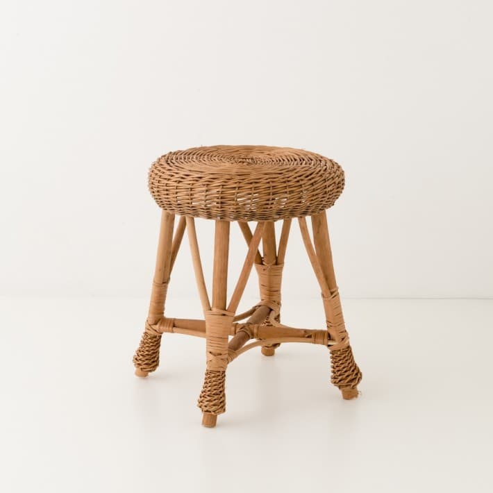 Tabouret rond en osier naturel