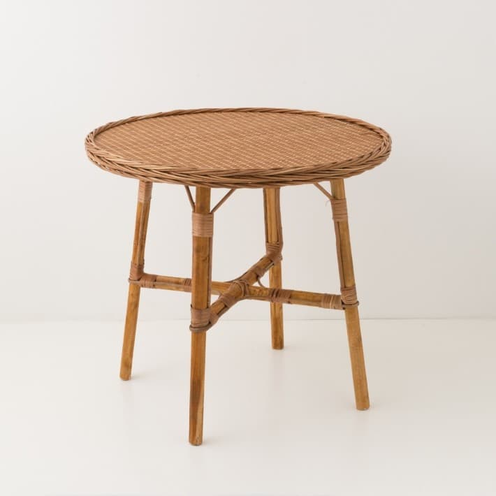 Table repas en osier brun diamètre 80 cm