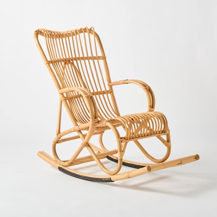 Fauteuil Rocking Chair en rotin naturel vintage Marlène