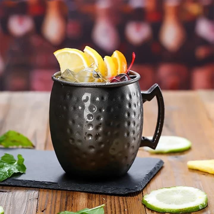 Verre Moscow Mule Noir (Pack: 1 Verre martelé)