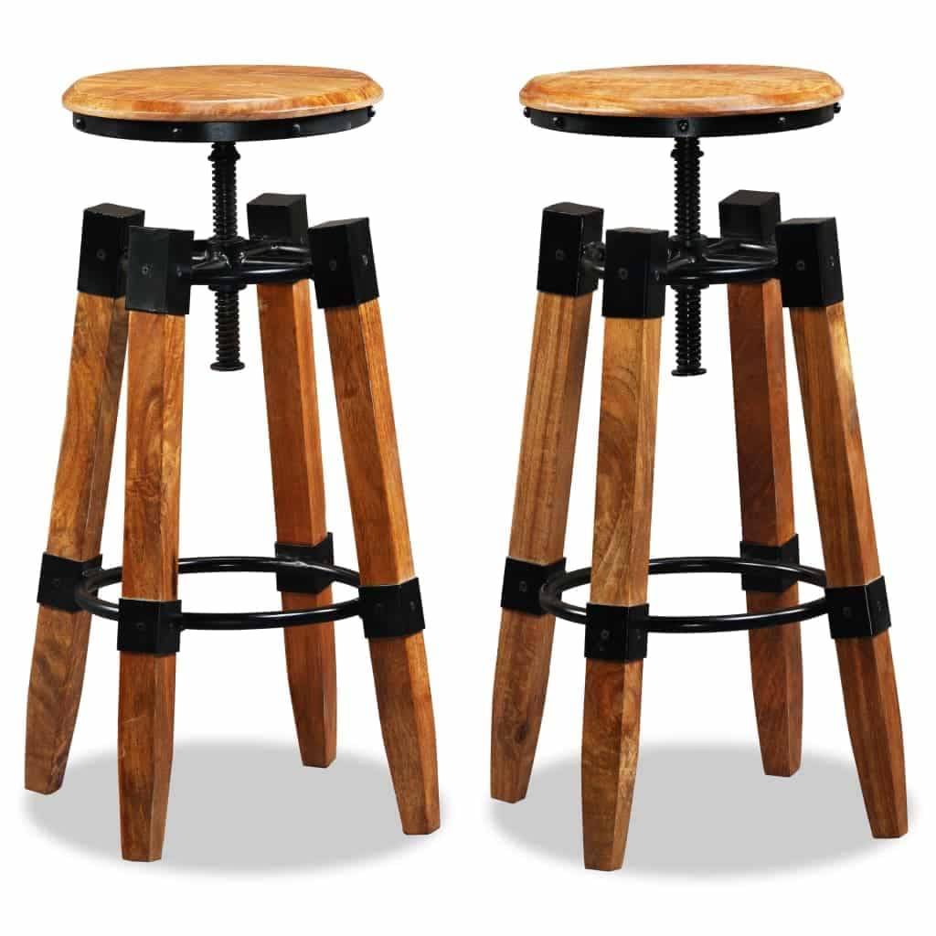Tabourets de bar en bois de manguier massif pack de 2