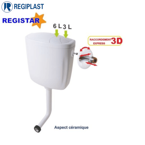Regiplast 2151 Registar Réservoir Semi-bas à commande double débit 3/6 litres.