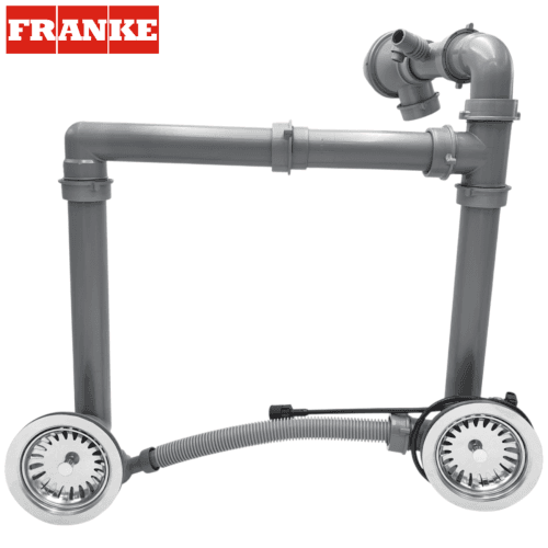 Franke 605629 - 112.0374.656 - Vidage automatique, 2 cuves, avec trop plein rond, Bonde 90mm.