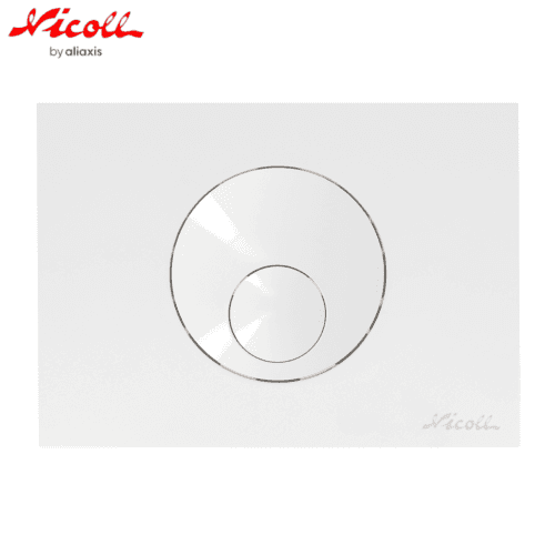 Nicoll 0709176 Plaque de commande double volume Boutons Ronds, Blanche
