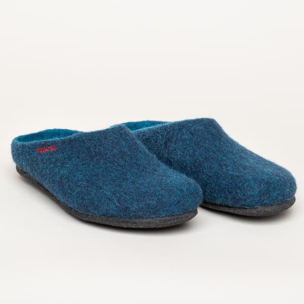 Pantoufle feutre bleu pétrole taille 42