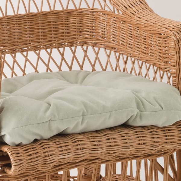 coussin mm en velours pour fauteuil osier jade