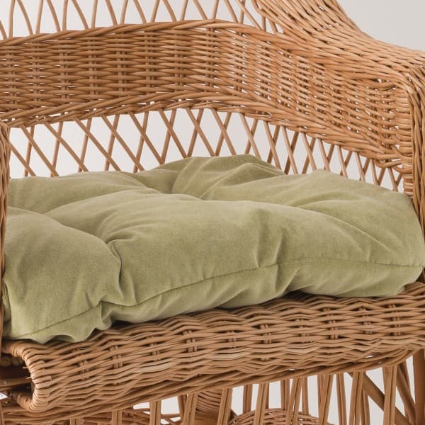 coussin mm en velours pour fauteuil osier anis