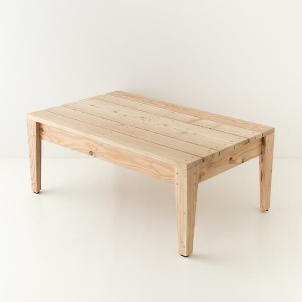 Table basse de jardin en mélèze 100x60 pastel syno
