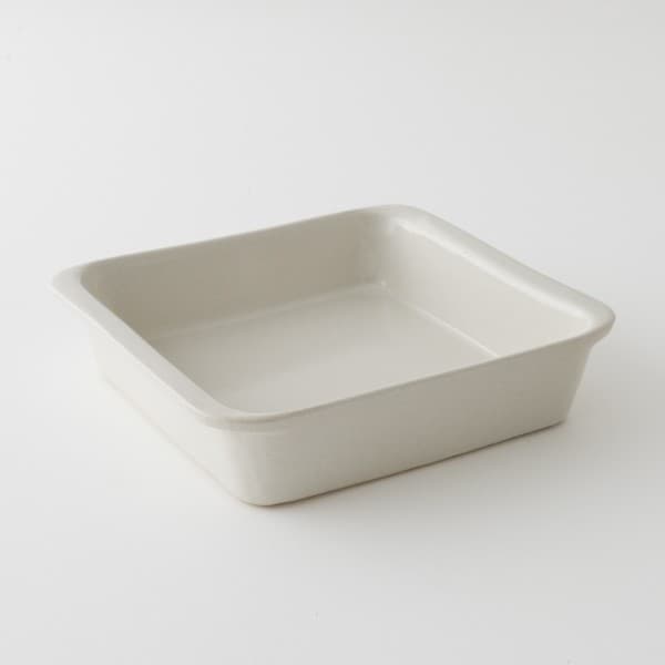 Plat à gratin carré en grès naturel 30 x 30