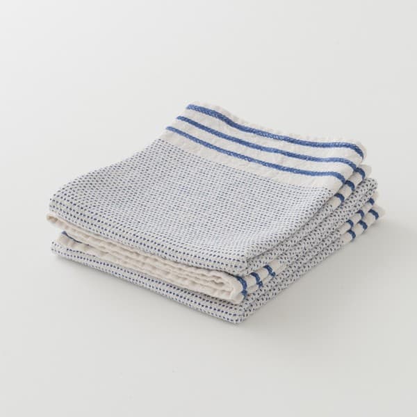 torchon lin lavé Maya azur