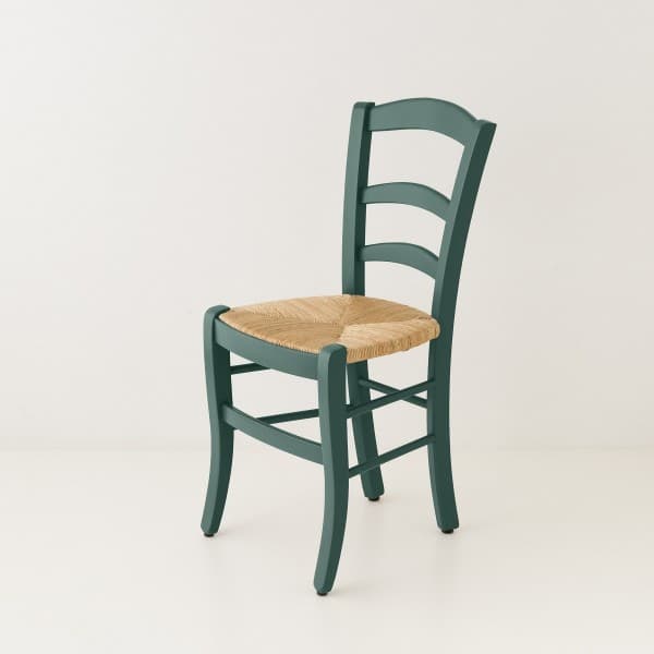 Chaise campagne paillée vert sapin