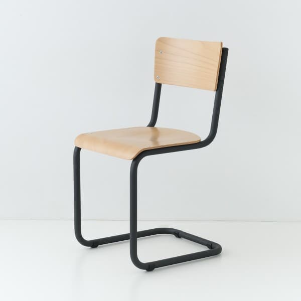 chaise cantilever 11 coloris métal + bois naturel Anthracite