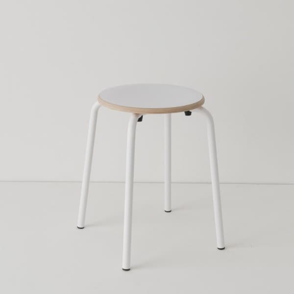 tabouret métal 4 coloris + stratifié ton/ton blanc