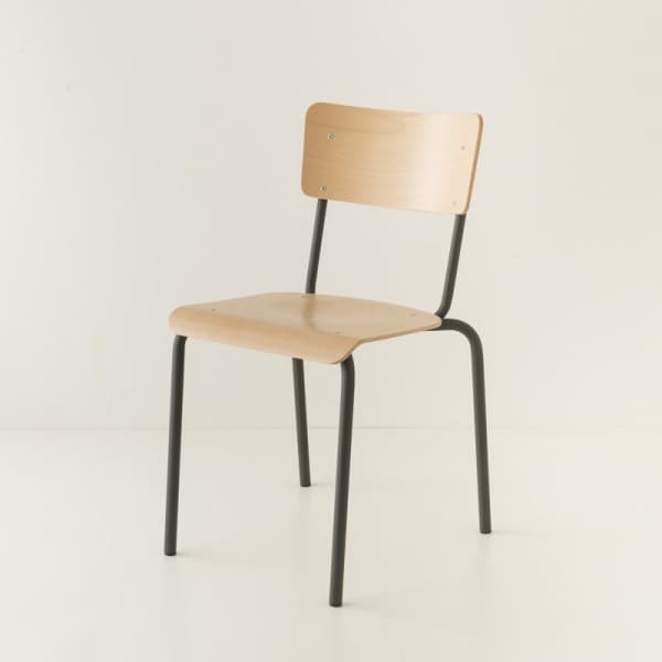 chaise de cuisine 11 coloris métal + bois naturel Anthracite