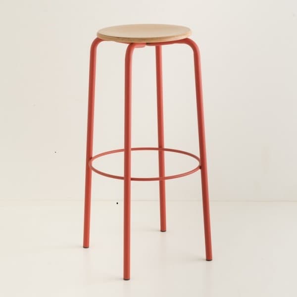 tabouret de bar 80 cm 10 coloris + bois naturel rouge