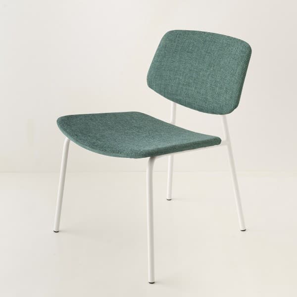 fauteuil Easy tube blanc et choix de tissu petrole