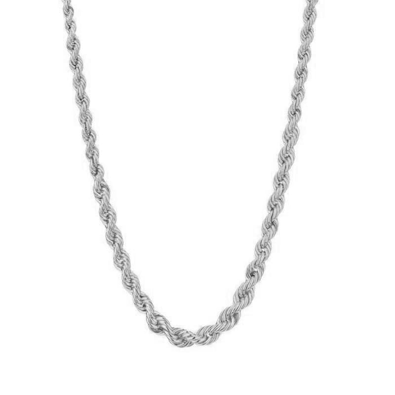 Collier Femme Maille Corde en Chute - Or Rhodié Blanc