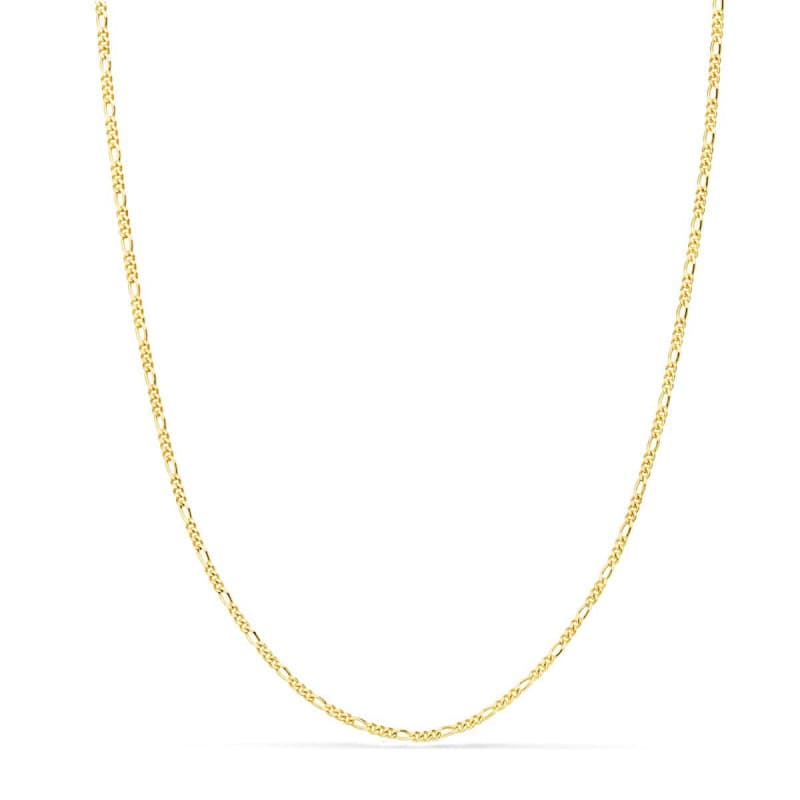 Collier Chaine Or 18 Carats 750 Jaune Maille Alternée Figaro - 50cm