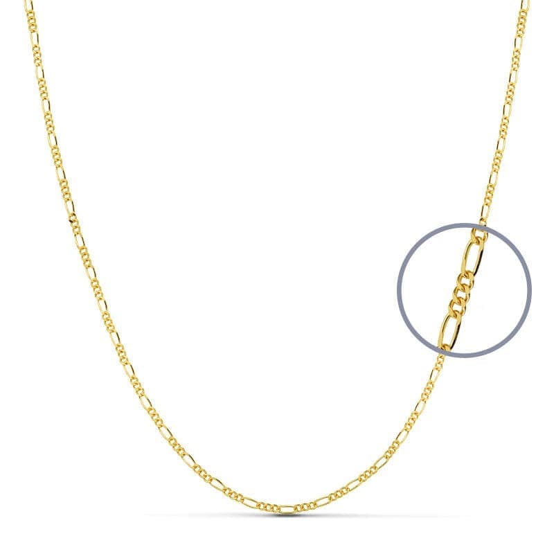 Collier Chaine Or 18 Carats 750 Jaune Maille Alternée Figaro - 45cm