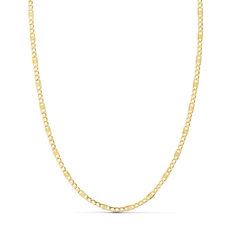 Collier Chaine Or 18 Carats 750 Jaune Maille Alternée Figaro - 50cm