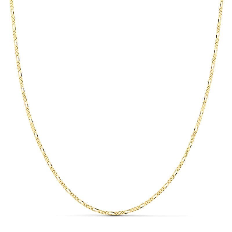 Collier Chaine Or 18 Carats 750 Jaune Maille Alternée Figaro - 60cm