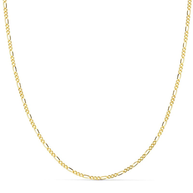Collier Chaine Or 18 Carats 750 Jaune Maille Alternée Figaro - 60cm