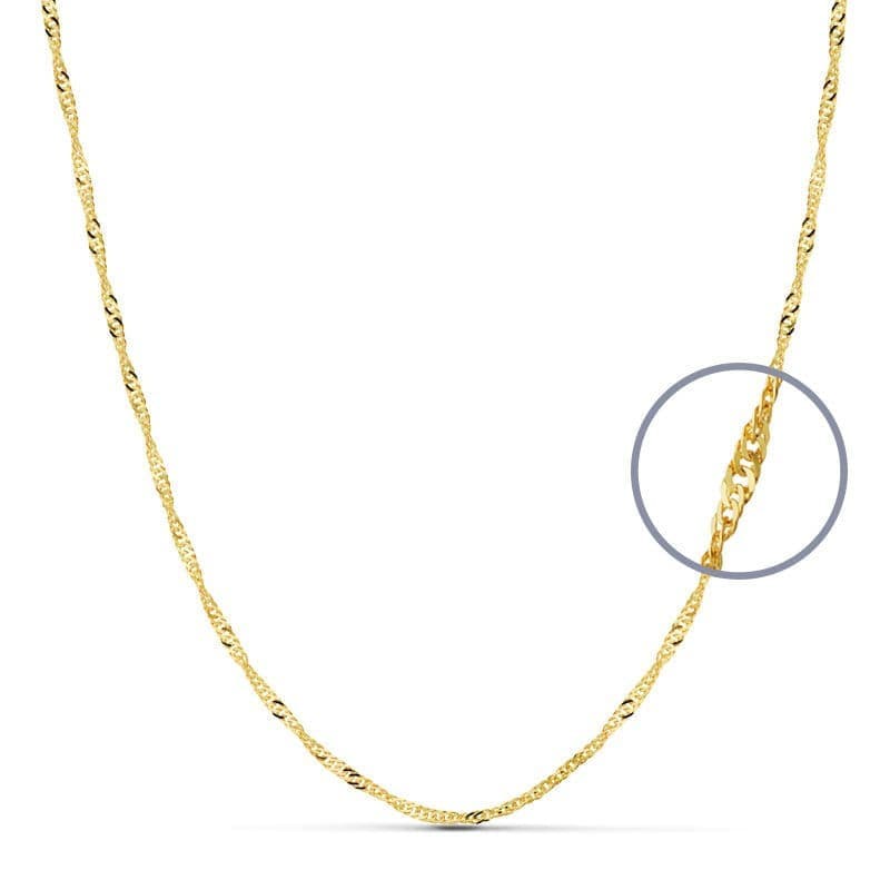 Collier Chaine Or 18 Carats 750/000 Jaune Maille Singapour - 40cm