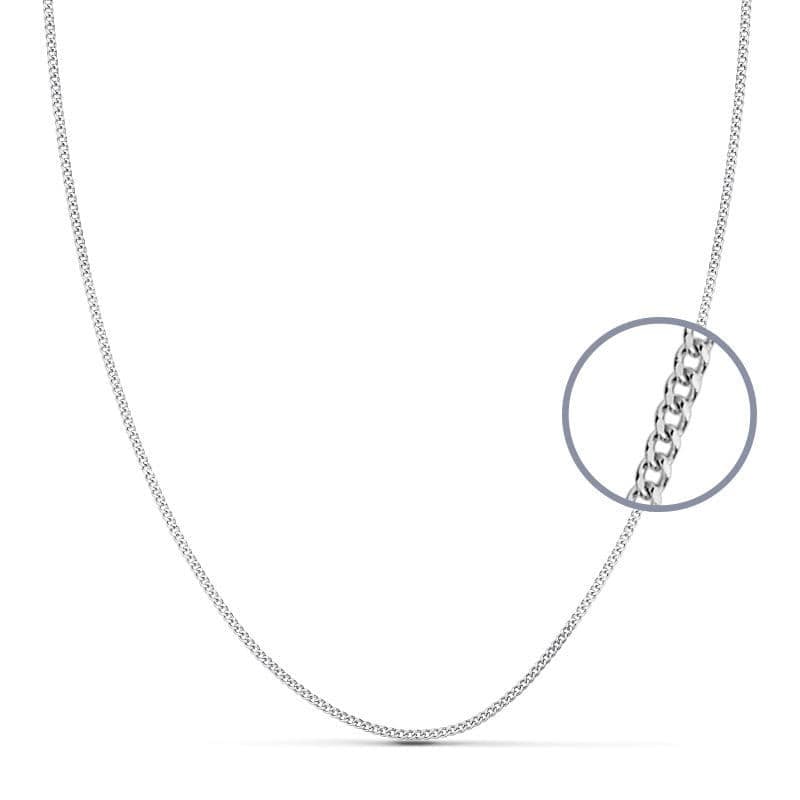Collier Chaine Or 18 Carats 750/000 Blanc Maille Gourmette - 40cm